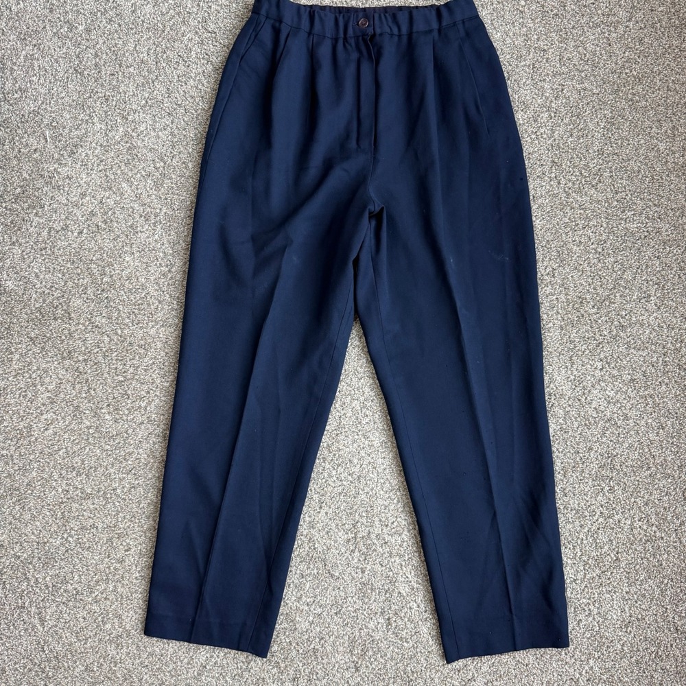 Pendleton Vintage 100% Virgin Wool Pleated High Rise Navy Blue Trousers Pants